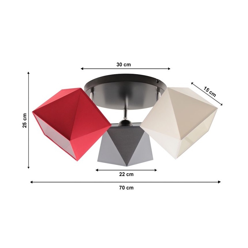 Żyrandol natynkowy DIAMENT 3xE27/60W/230V