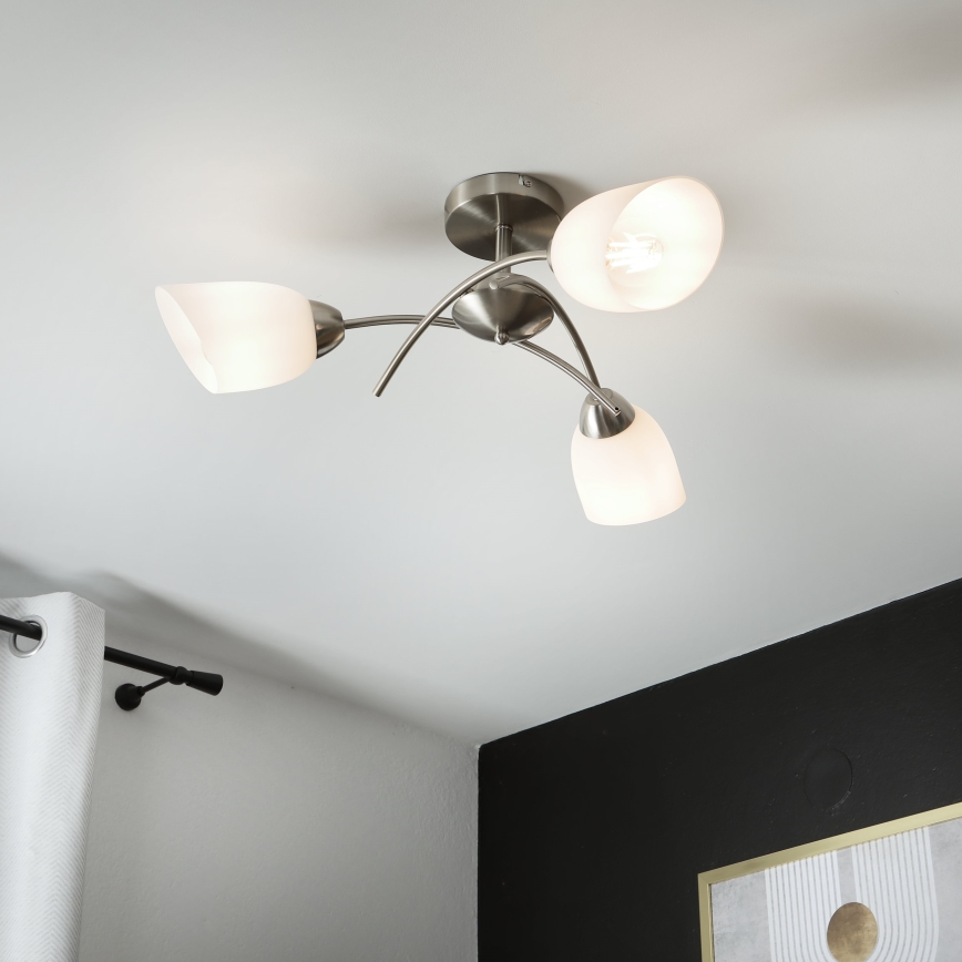 Żyrandol natynkowy DONNA 3xE27/60W/230V nikiel