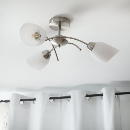 Żyrandol natynkowy DONNA 3xE27/60W/230V nikiel