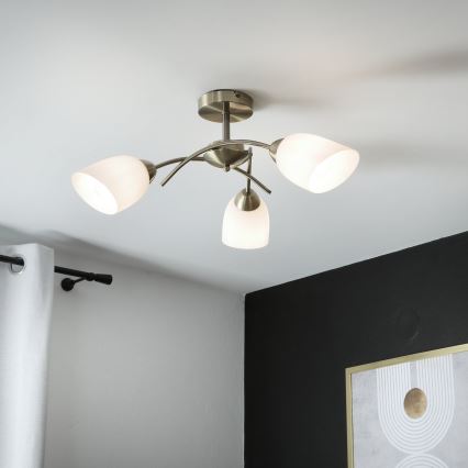 Żyrandol natynkowy DONNA 3xE27/60W/230V patyna