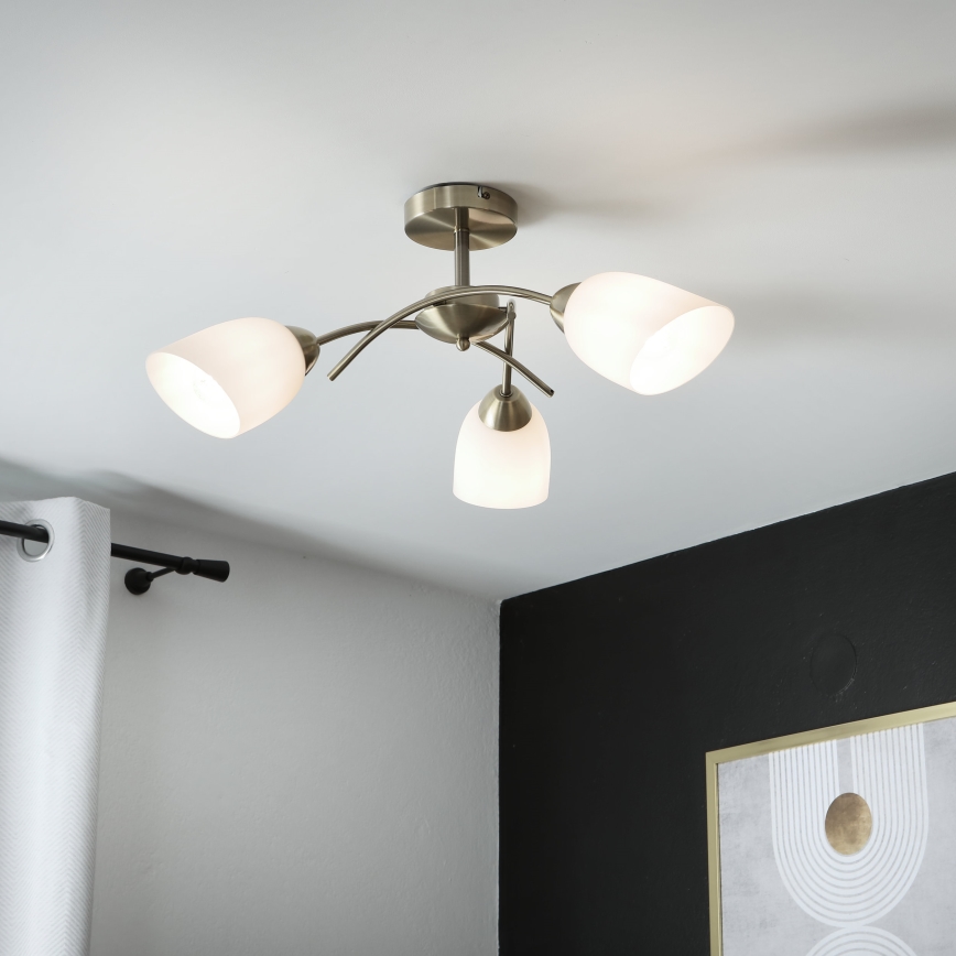 Żyrandol natynkowy DONNA 3xE27/60W/230V patyna