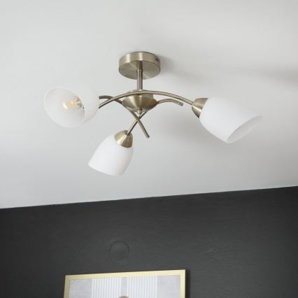 Żyrandol natynkowy DONNA 3xE27/60W/230V patyna