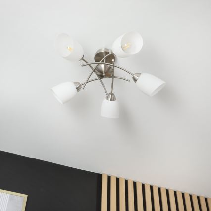 Żyrandol natynkowy DONNA 5xE27/60W/230V nikiel