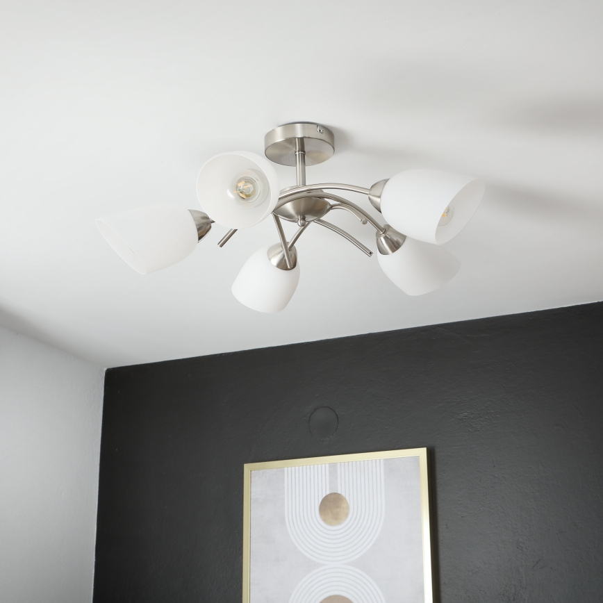 Żyrandol natynkowy DONNA 5xE27/60W/230V nikiel