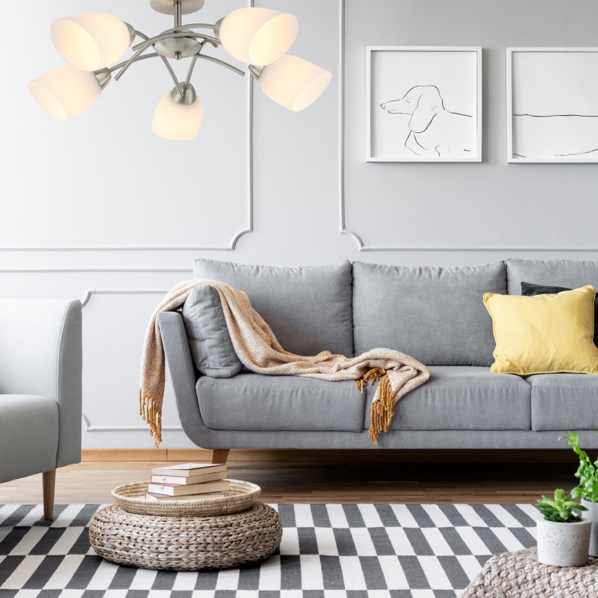 Żyrandol natynkowy DONNA 5xE27/60W/230V nikiel