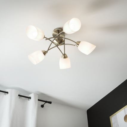 Żyrandol natynkowy DONNA 5xE27/60W/230V patyna