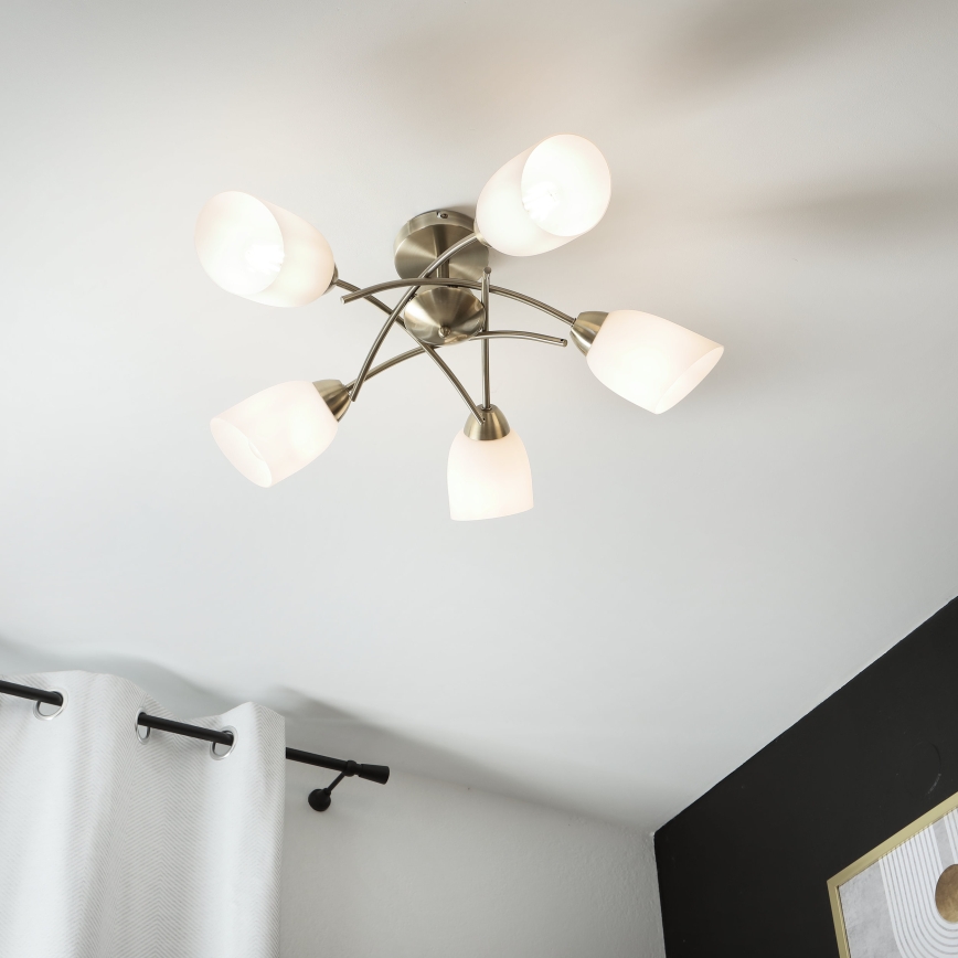 Żyrandol natynkowy DONNA 5xE27/60W/230V patyna