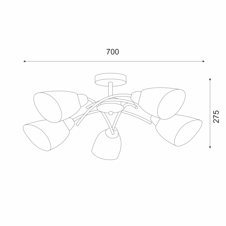 Żyrandol natynkowy DONNA 5xE27/60W/230V patyna