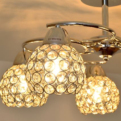 Żyrandol natynkowy DORIS 5xE27/15W/230V chrom błyszczący/przezroczysty