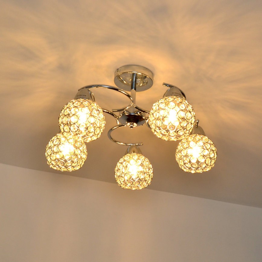 Żyrandol natynkowy DORIS 5xE27/15W/230V chrom błyszczący/przezroczysty