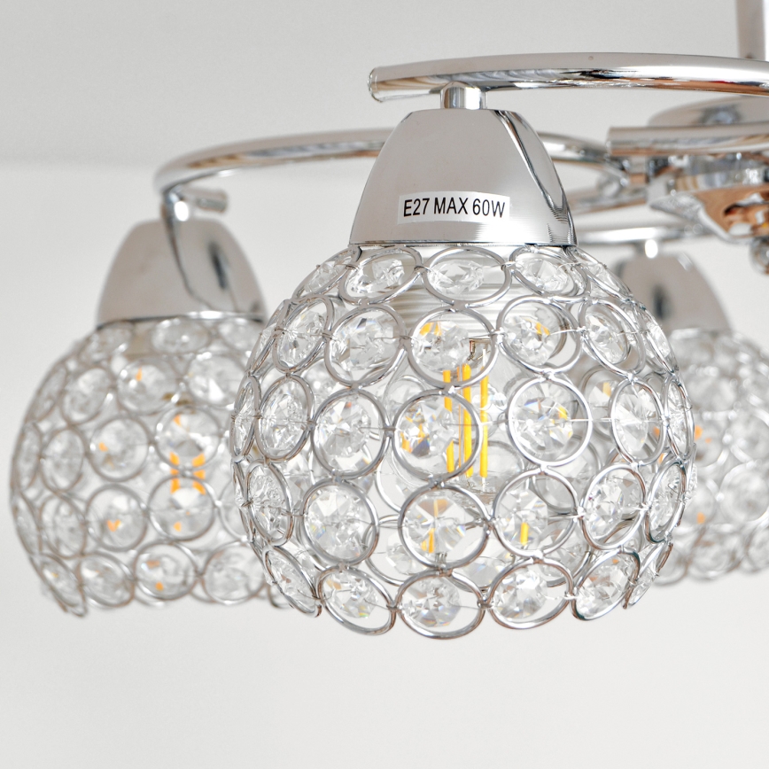 Żyrandol natynkowy DORIS 5xE27/15W/230V chrom błyszczący/przezroczysty