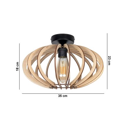 Żyrandol natynkowy EARTH 1xE27/60W/230V czarny/beżowy