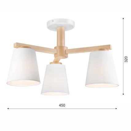 Żyrandol natynkowy ELLIE 3xE27/60W/230V buk