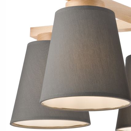 Żyrandol natynkowy ELLIE 5xE27/60W/230V szary/buk