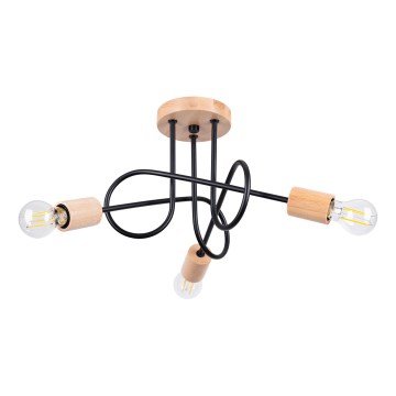 Żyrandol natynkowy EMBER 3xE27/15W/230V czarny/beżowy/buk