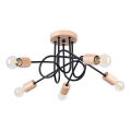 Żyrandol natynkowy EMBER 5xE27/15W/230V czarny/beżowy/buk