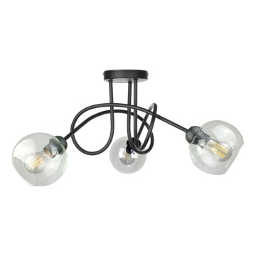 Żyrandol natynkowy EVIE 3xE27/60W/230V czarny/przezroczysty