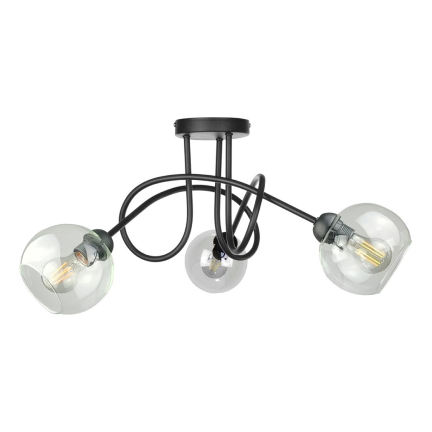Żyrandol natynkowy EVIE 3xE27/60W/230V czarny/przezroczysty