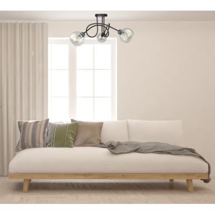 Żyrandol natynkowy EVIE 3xE27/60W/230V czarny/przezroczysty
