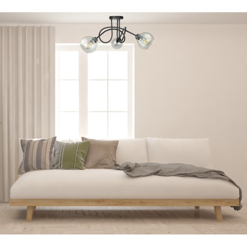 Żyrandol natynkowy EVIE 3xE27/60W/230V czarny/przezroczysty