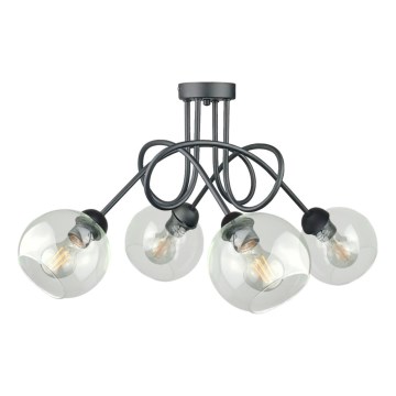 Żyrandol natynkowy EVIE 4xE27/60W/230V antracyt/przezroczysty
