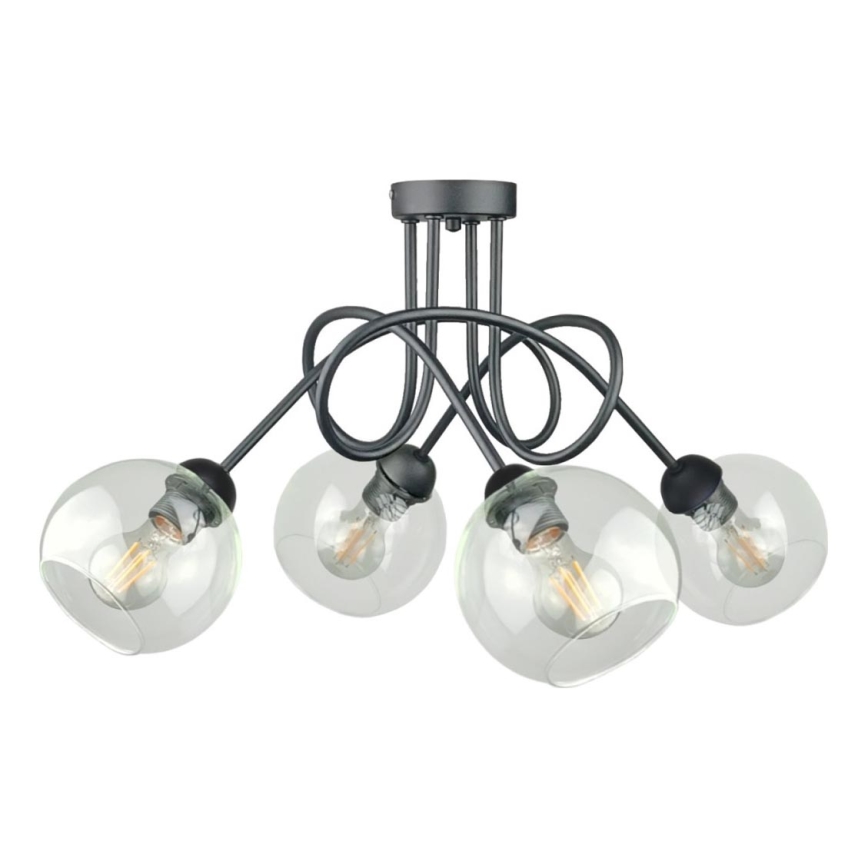 Żyrandol natynkowy EVIE 4xE27/60W/230V antracyt/przezroczysty