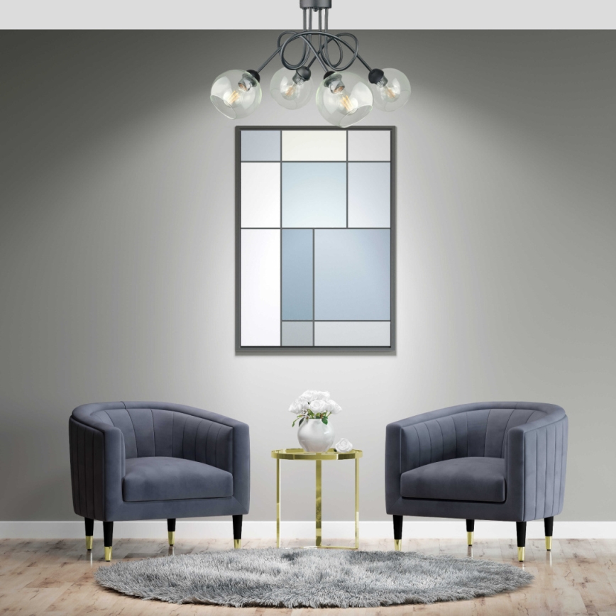 Żyrandol natynkowy EVIE 4xE27/60W/230V antracyt/przezroczysty