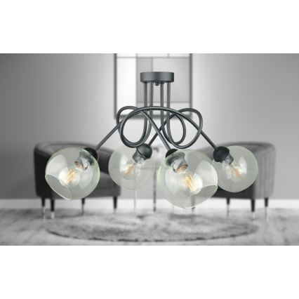 Żyrandol natynkowy EVIE 4xE27/60W/230V antracyt/przezroczysty