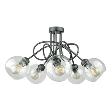 Żyrandol natynkowy EVIE 5xE27/60W/230V antracyt/przezroczysty