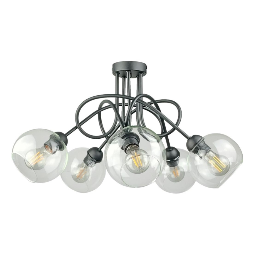 Żyrandol natynkowy EVIE 5xE27/60W/230V antracyt/przezroczysty