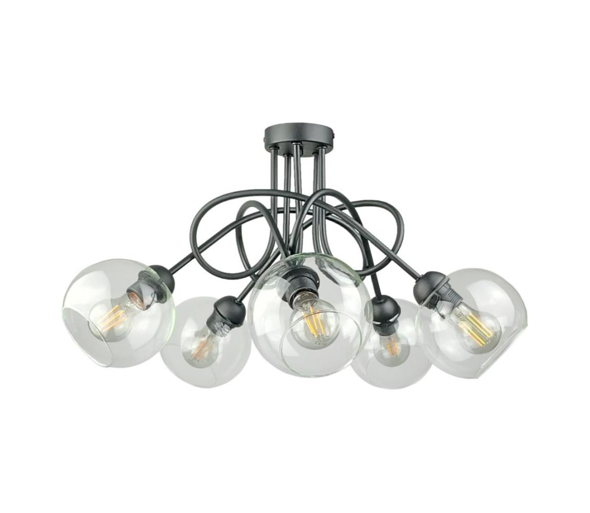 Żyrandol natynkowy EVIE 5xE27/60W/230V antracyt/przezroczysty