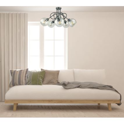 Żyrandol natynkowy EVIE 5xE27/60W/230V antracyt/przezroczysty