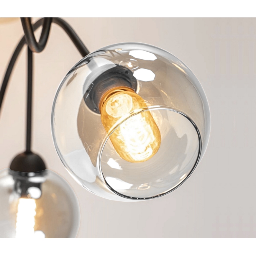 Żyrandol natynkowy EVIE 5xE27/60W/230V antracyt/przezroczysty