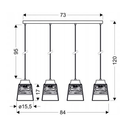 Żyrandol natynkowy FRESNO 4xE27/60W/230V