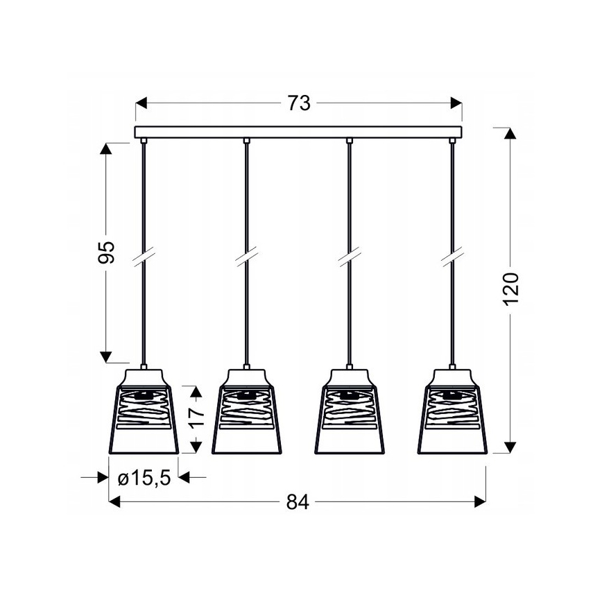 Żyrandol natynkowy FRESNO 4xE27/60W/230V