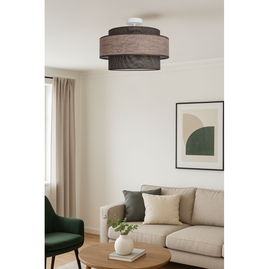 Żyrandol natynkowy GRACE 1xE27/60W/230V brązowy/beżowy