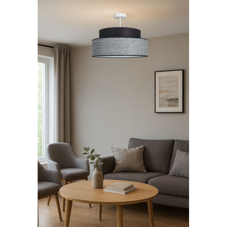 Żyrandol natynkowy GRACE 1xE27/60W/230V czarny/szary
