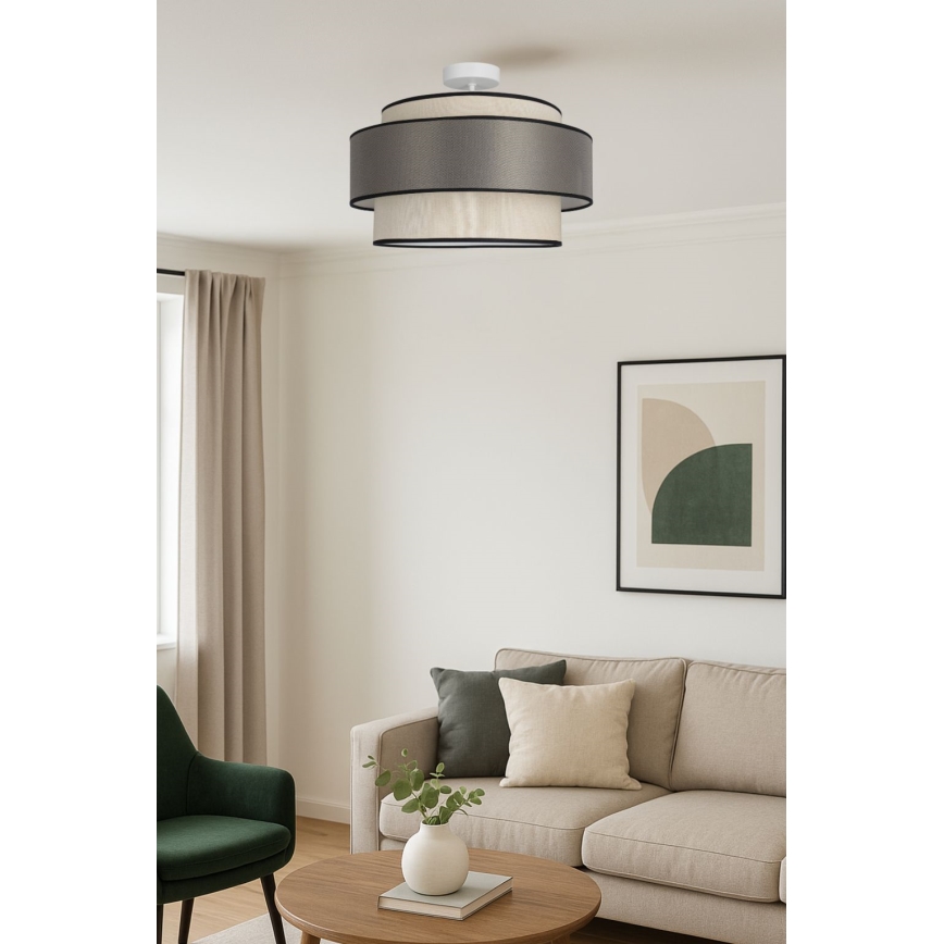 Żyrandol natynkowy GRACE 1xE27/60W/230V kremowy/szary