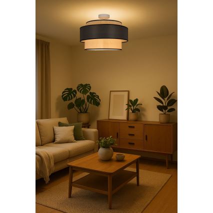 Żyrandol natynkowy GRACE 1xE27/60W/230V kremowy/szary