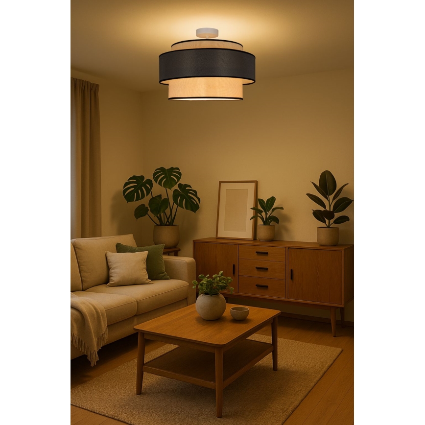 Żyrandol natynkowy GRACE 1xE27/60W/230V kremowy/szary