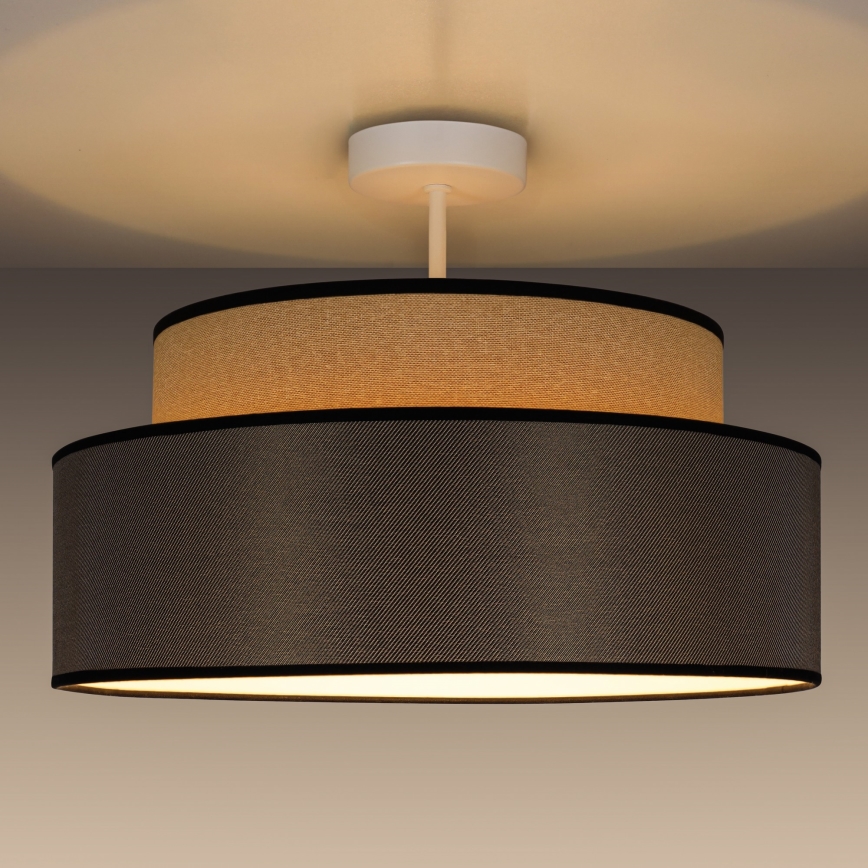 Żyrandol natynkowy GRACE 1xE27/60W/230V śr. 40 cm beżowy/brązowy
