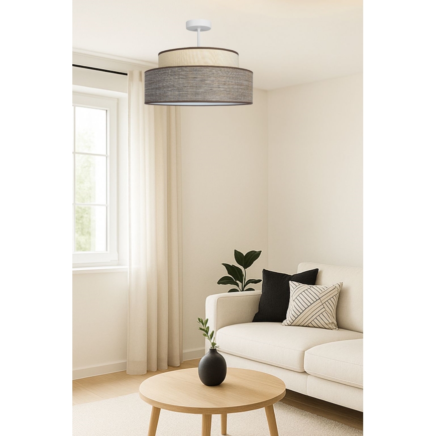 Żyrandol natynkowy GRACE 1xE27/60W/230V śr. 40 cm kremowy/brązowy