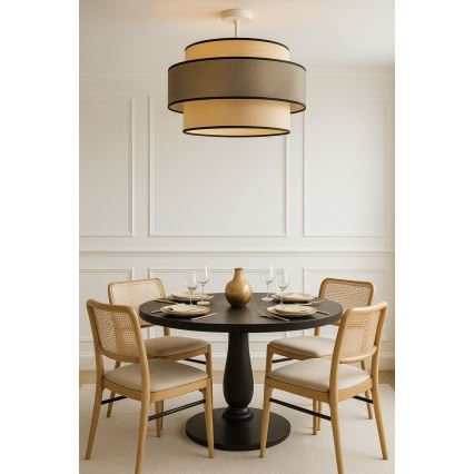 Żyrandol natynkowy GRACE 1xE27/60W/230V śr. 40 cm kremowy/szary