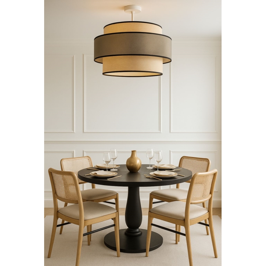 Żyrandol natynkowy GRACE 1xE27/60W/230V śr. 40 cm kremowy/szary