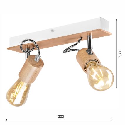 Żyrandol natynkowy GUSTAVO 2xE27/60W/230V buk