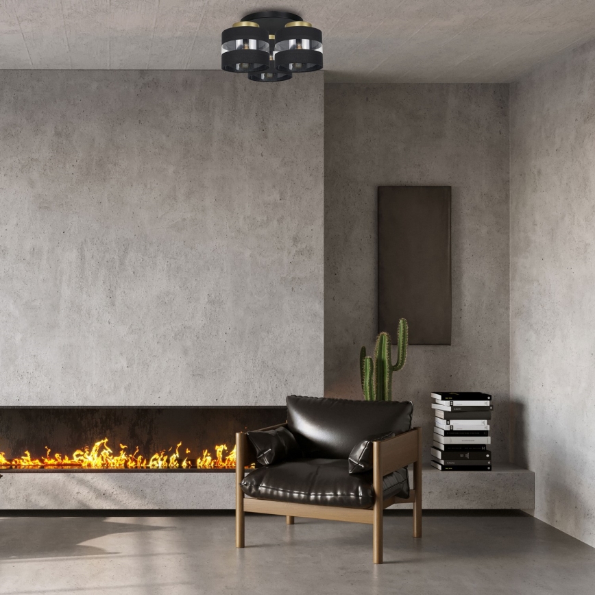 Żyrandol natynkowy HAVARD 3xE27/60W/230V czarny/mosiądz