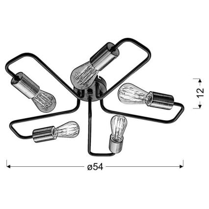 Żyrandol natynkowy HERPE 5xE27/60W/230V