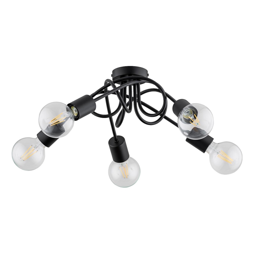 Żyrandol natynkowy INTER 5xE27/15W/230V czarny