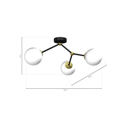 Żyrandol natynkowy JOY 3xE14/40W/230V czarny/złoty