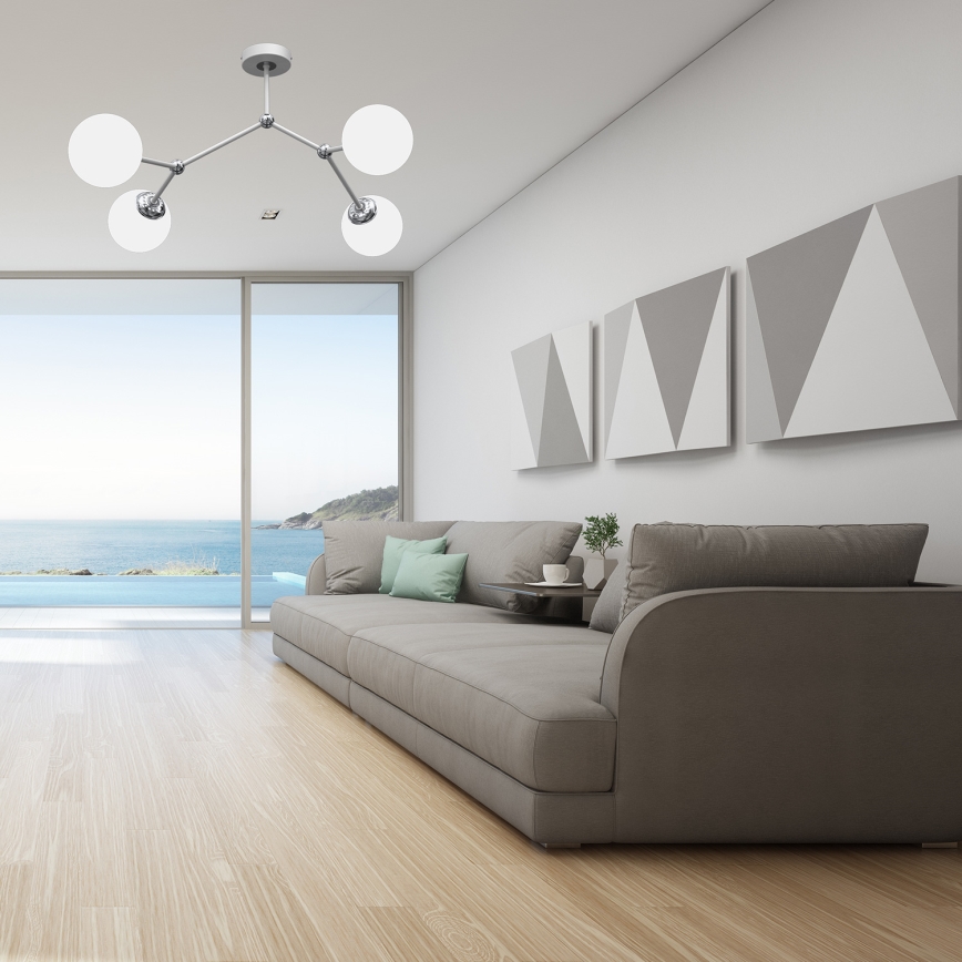 Żyrandol natynkowy JOY 4xE14/40W/230V biały/błyszczący chrom